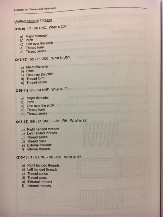 Solved Chapter 15 Threads And Fasteners Unified Nationa Chegg Com