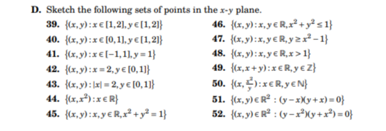 Solved D Sketch The Following Sets Of Points In The X Y Chegg Com
