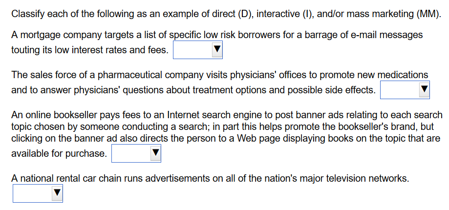 Solved Classify Each Of The Following As An Example Of Di