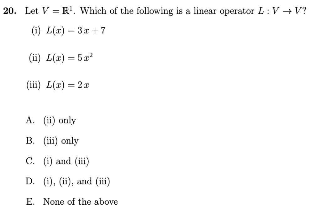 Solved Let V R1 Which Of The Following Is A Linear O Chegg Com