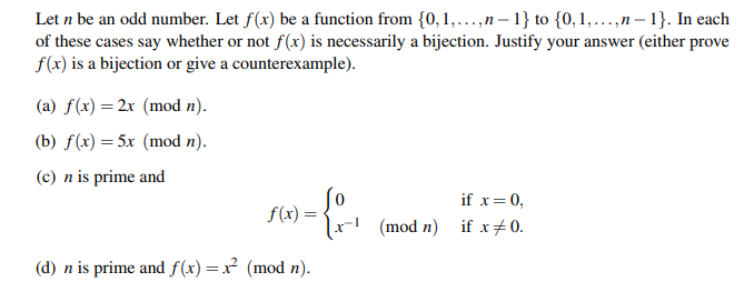 Solved Let N Be An Odd Number Let F X Be A Function Fro Chegg Com