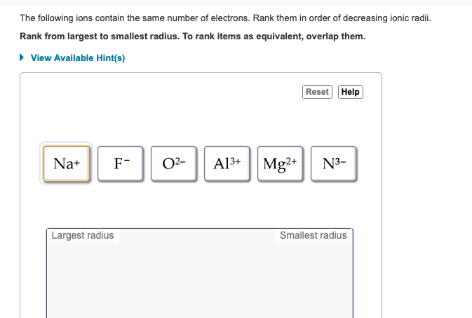 Solved The Following Ions Contain The Same Number Of Elec