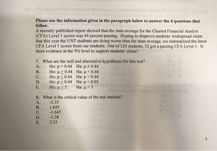 Solved Please use the information provided below to answer