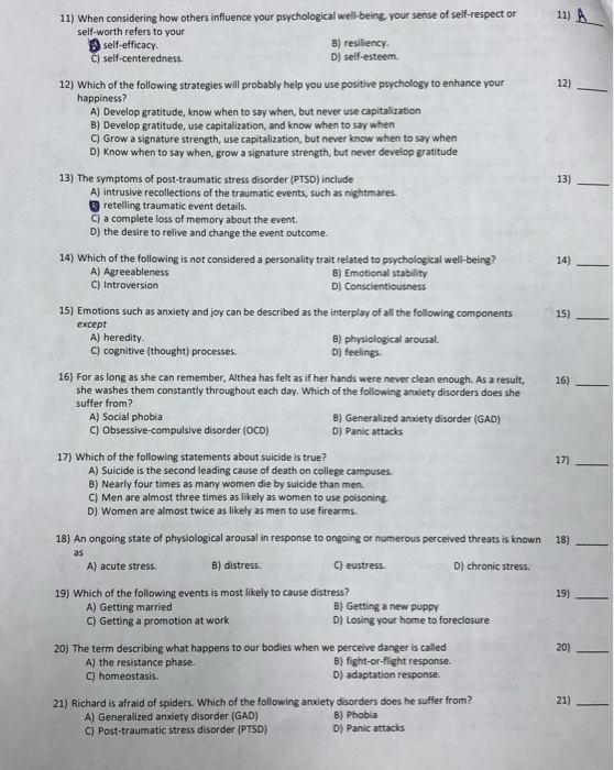 Solved 11 When Considering How Others Influence Your Psy Chegg Com