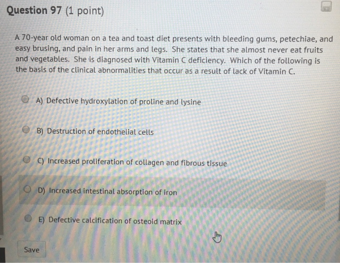 Solved Question 97 1 Point A 70 Year Old Woman On A Tea