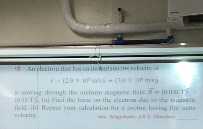 Solved An Electron That Has An Instantaneous Velocity Of Chegg Com