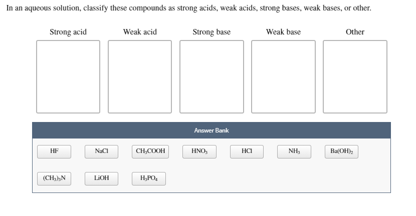 In An Aqueous Solution Classify These Pounds As Chegg 