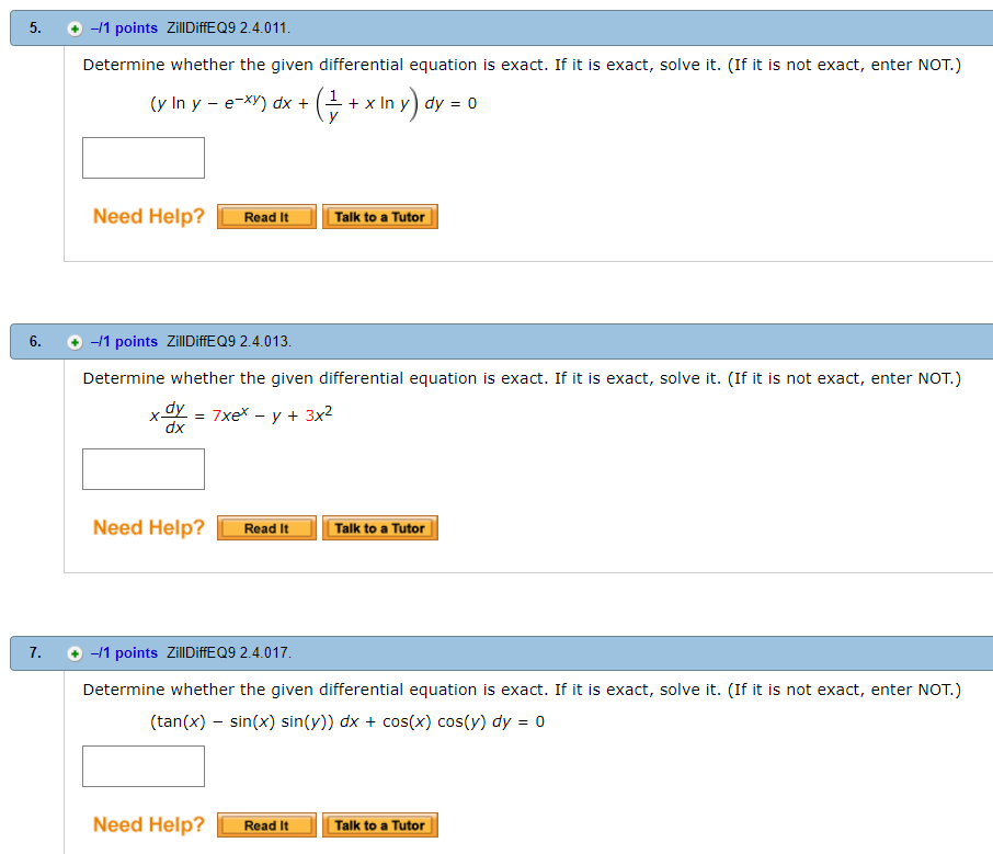 Solved Determine Whether The Given Differential Equations Chegg Com