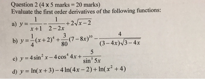 Solved Question 2 4 X 5 Marks Marks Evaluate The First Chegg Com