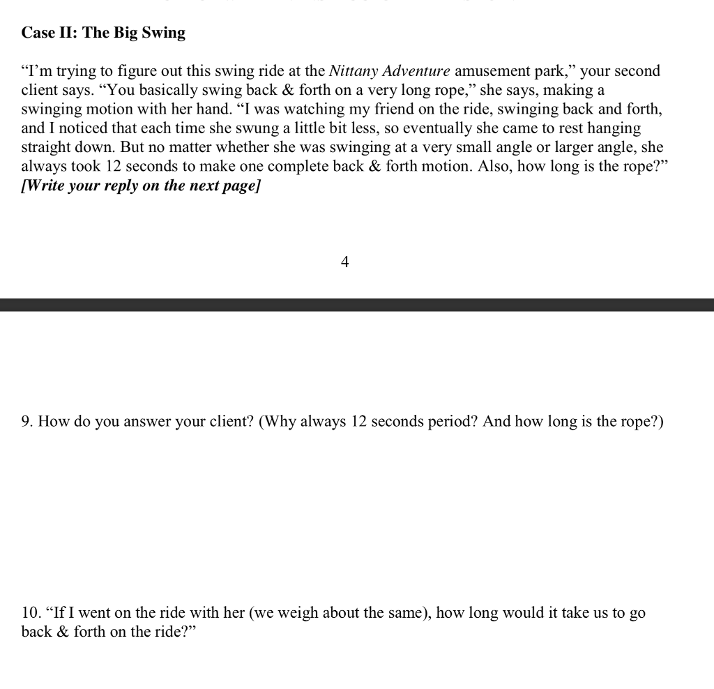 Solved Case Ii The Big Swing I M Trying To Figure Out T