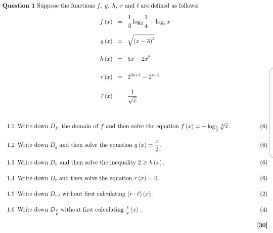 Solved Question 1 Suppose The Functions F G H R And L Chegg Com