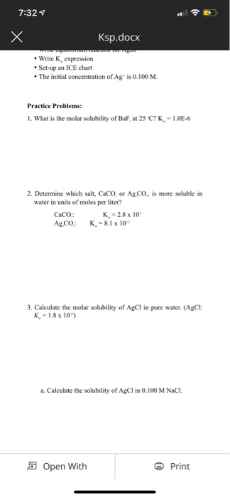 Solubility Chart Problems