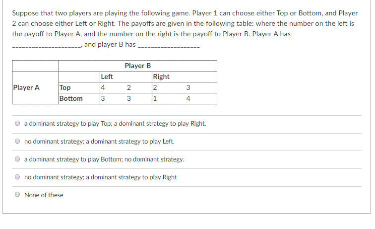 Exercise 1. Suppose that player 1 and player 2