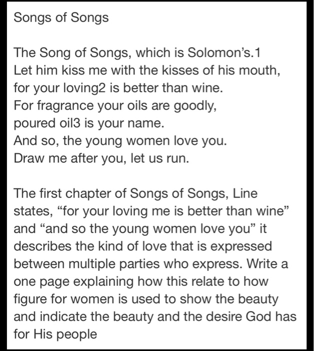Songs Of Songs The Song Of Songs Which Is Solomon Chegg Com
