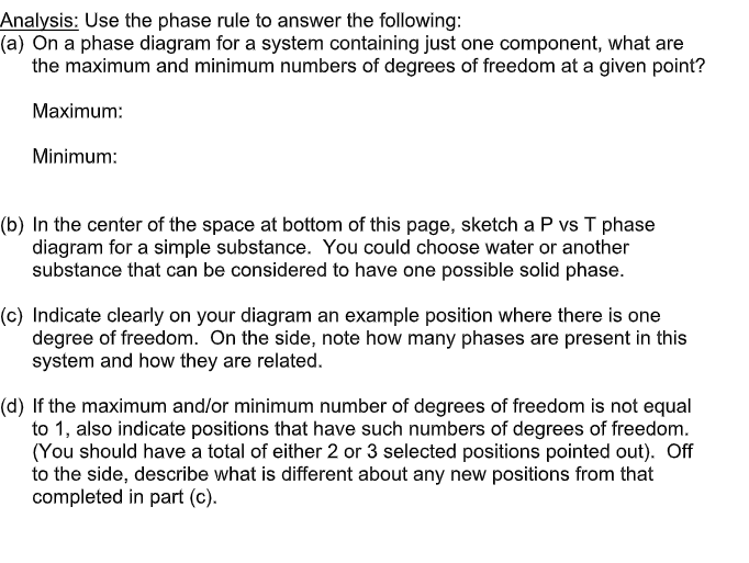 Solved Analysis Use The Phase Rule To Answer The Followi Chegg Com