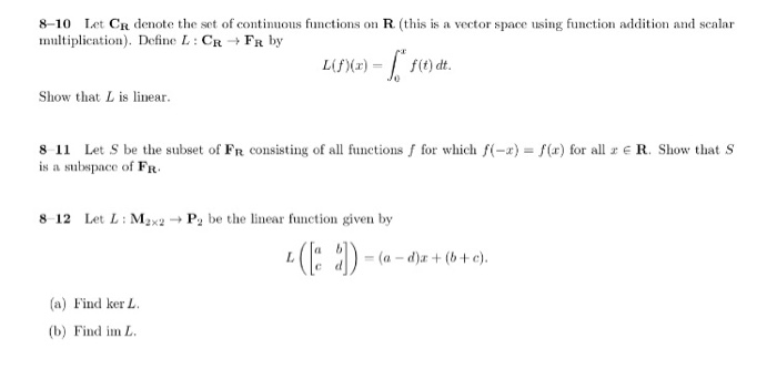 Solved 8 10 Let Cr Denote The Set Of Continuous Functions Chegg Com