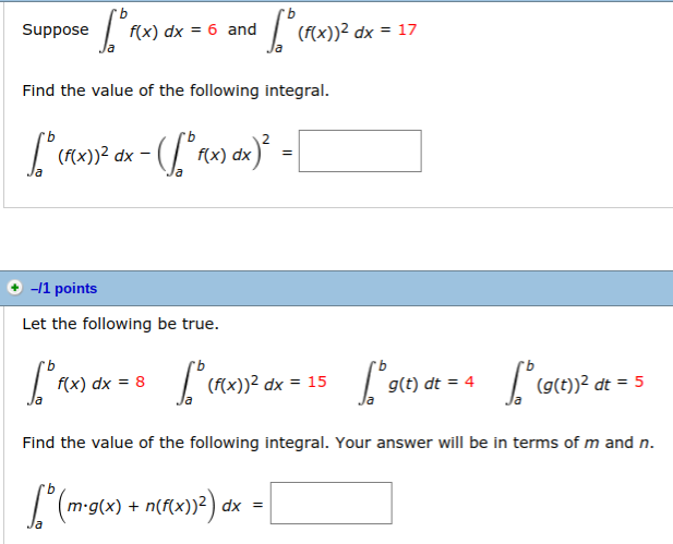 Solved Suppose  rx) dx = 6 and (f(x))2 dx-17 Find the value