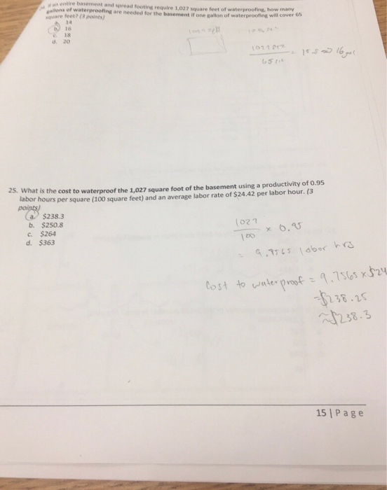 Solved T An Entire Bat And Spread Footing Require 1 Question T An Entire Bat And Spread Footing Require 1 027 Square Feet Of Waterproofing Ealons Wate