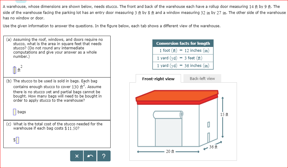 Solved A Warehouse Whose Dimensions Are Shown Below Nee