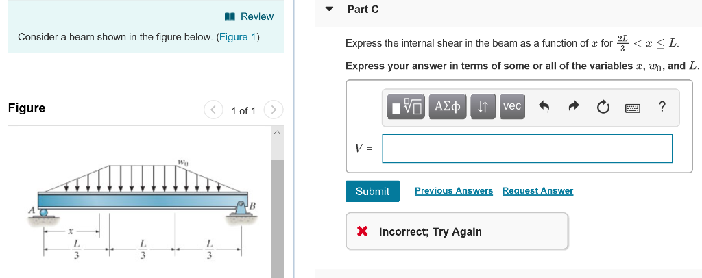 Solved Part C I Review Consider A Beam Shown In The Figur Chegg Com