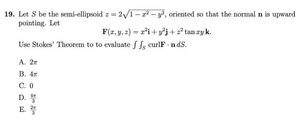 19 Let S Be The Semi Ellipsoid X 2v1 X2 Y2 Chegg Com