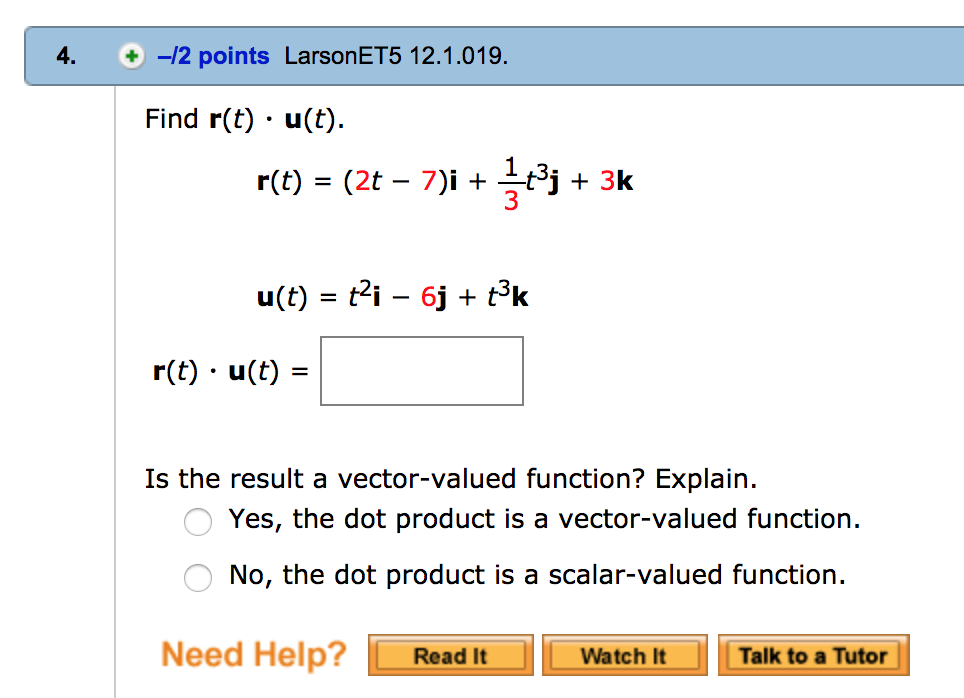 Solved 4 2 Points Larsonet5 12 1 019 Find R T U T Chegg Com