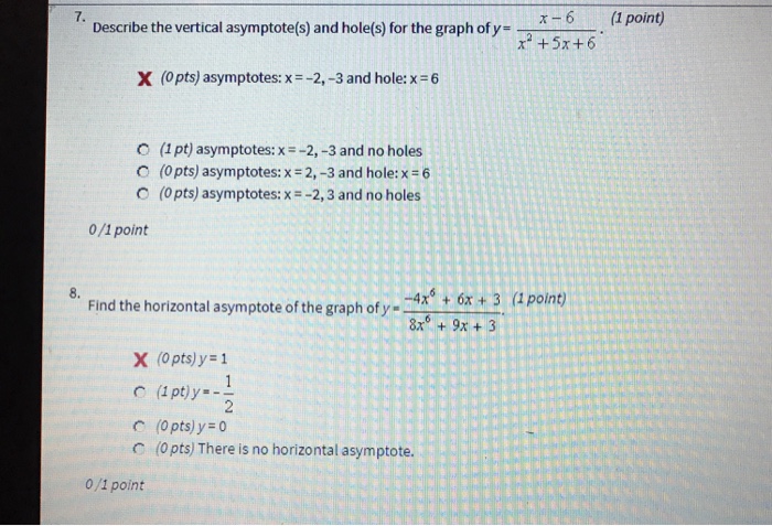 Solved 7 Describe The Vertical Asymptote S And Hole S F Chegg Com