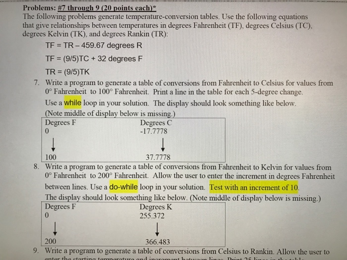 Solved onvert the following temperatures to their values on