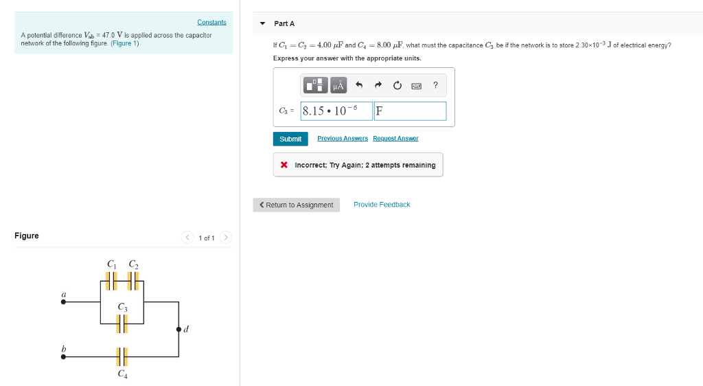 Solved A Potential Difference Vab 47 0 V Is Applied Across Chegg Com