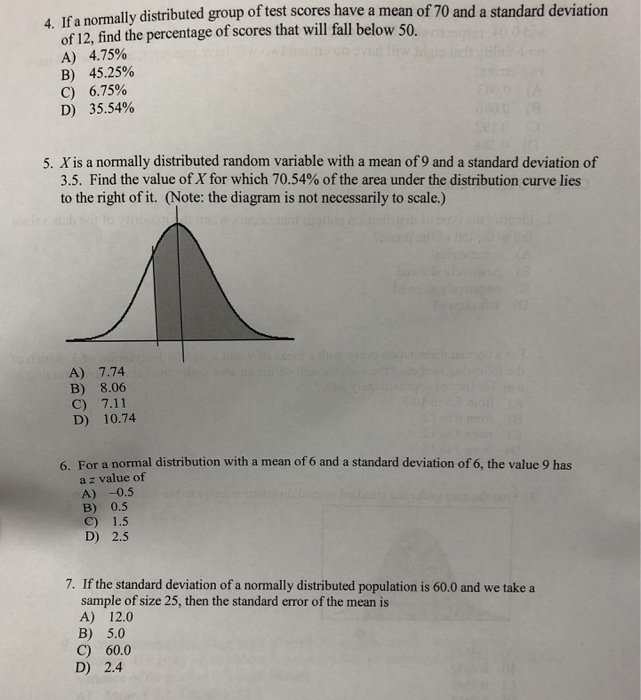 Solved normally distributed group of test scores have a mean 
