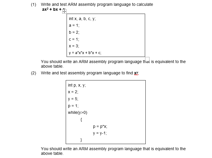 1 Write And Test Arm Assembly Program Language To Chegg Com
