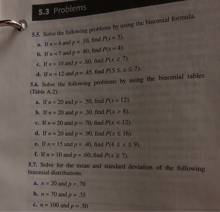 Solved 5 3 Problems Roblems By Using The Binomial Formula Chegg Com