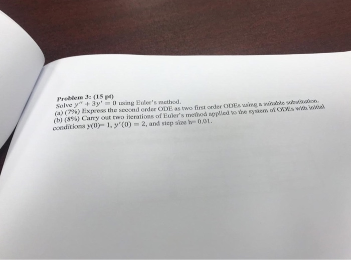 Solved Problem 3 15 Pt Solve Y 3y0 Using Euler S Met