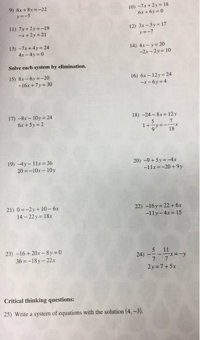 Solved 6x 8y 22 Y 5 7x 2y 18 6x 6y 0 7x Chegg Com