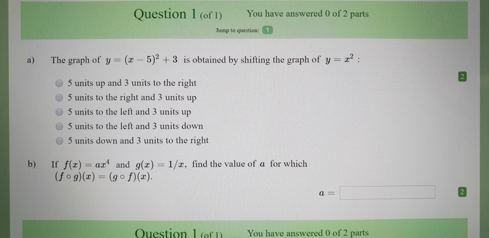 Solved Question 1 Of I You Have Answered 0 Of 2 Parts J Chegg Com