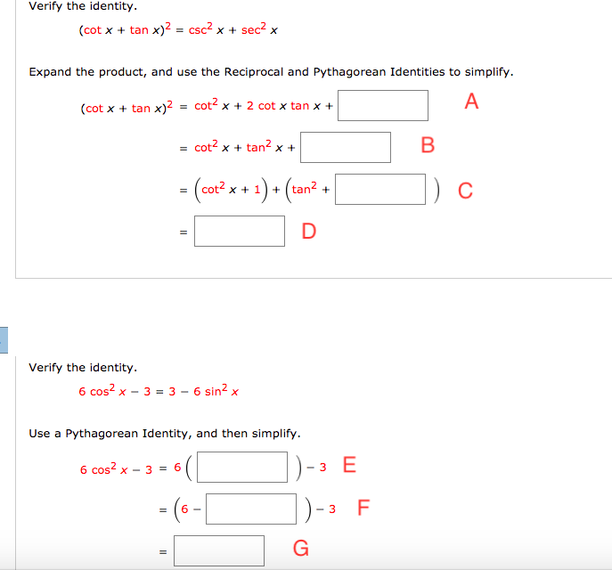 Solved Verify The Identity Cot X Tan X 2 Csc2 X Se Chegg Com