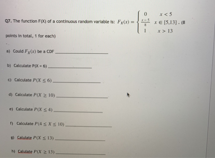 Solved 0 X 13 Points In Total 1 For Each A Could Fx X Chegg Com