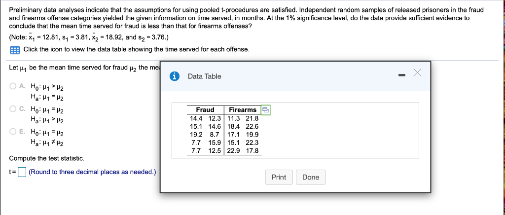 Solved Preliminary data analyses indicate that the | Chegg.com