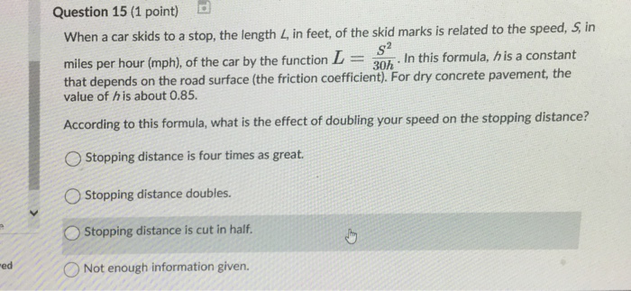 What Is A Skid >> Solved Question 15 1 Point When A Car Skids To A Stop What Is A Skid >> Solved Question 15 1 Point When A Car Skids To A Stop