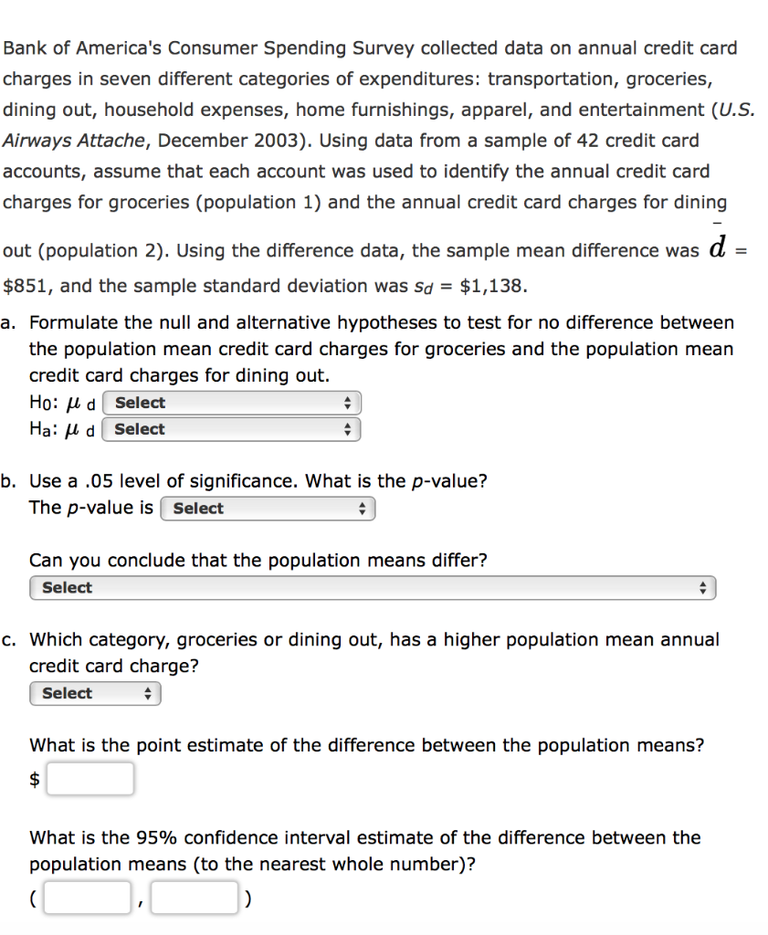Solved Bank Of America S Consumer Spending Survey Collect