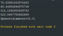 78.53981633974483 65.44984694978736 314.1592653589793 523.5987755982989 Sphere [diameter-15.0 Process finished with exit code 0