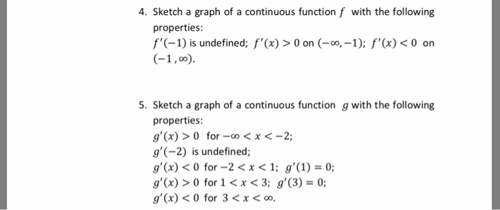 Solved 4 Sketch A Graph Of A Continuous Function F With