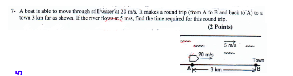 Solved 7- A boat is able to move through still water at 20 | Chegg.com