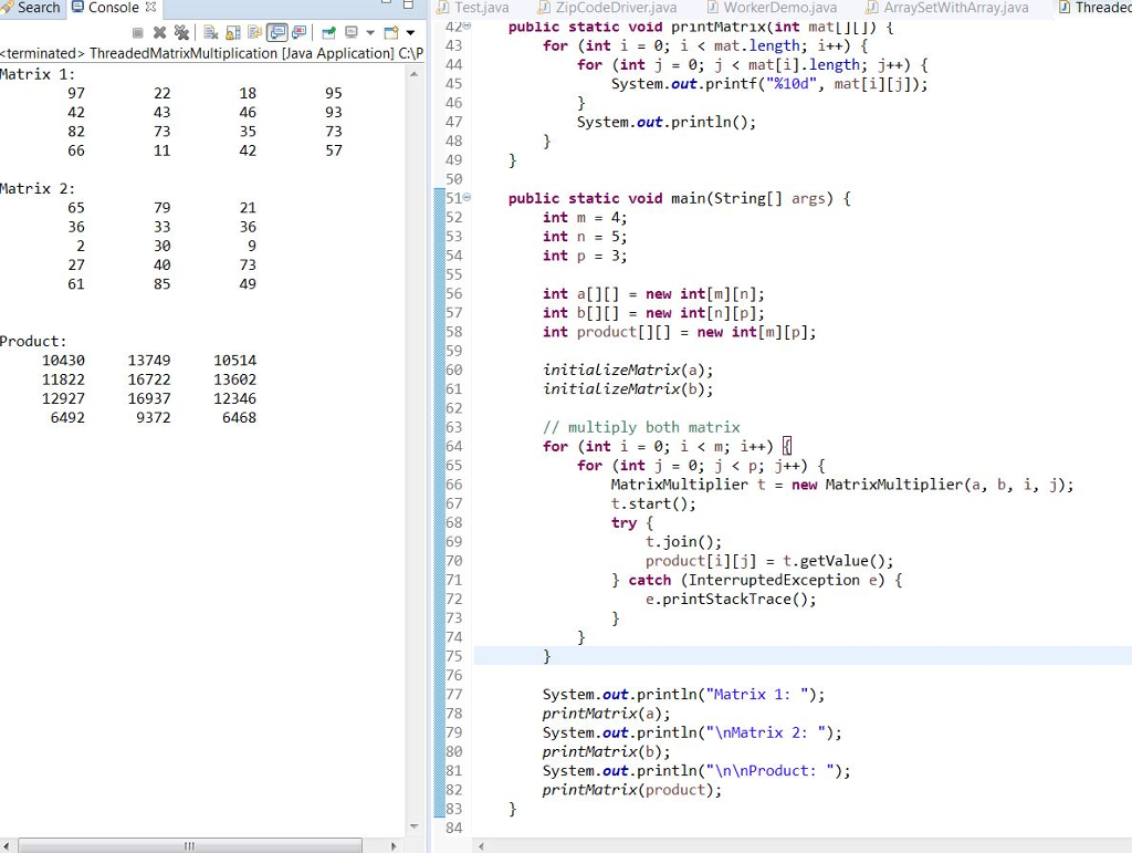 Solved Java Question Write Multithread Java Program Performs Matrix Multiplication Program Need C Q