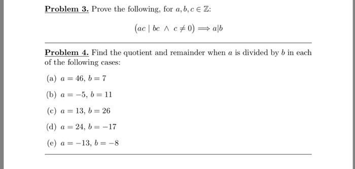 Problem 3 Prove The Following For A B Ce Z Chegg Com