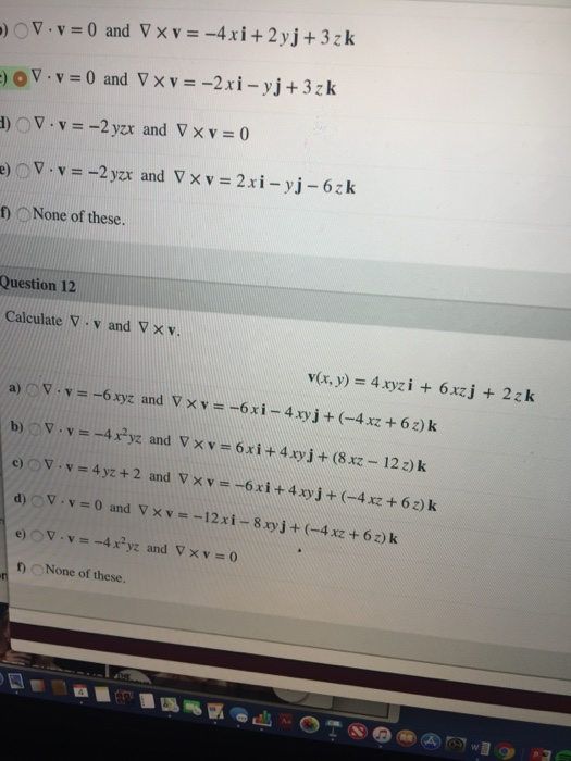 Solved V 0 An 0 None Of These Question 12 Calculate V V Chegg Com