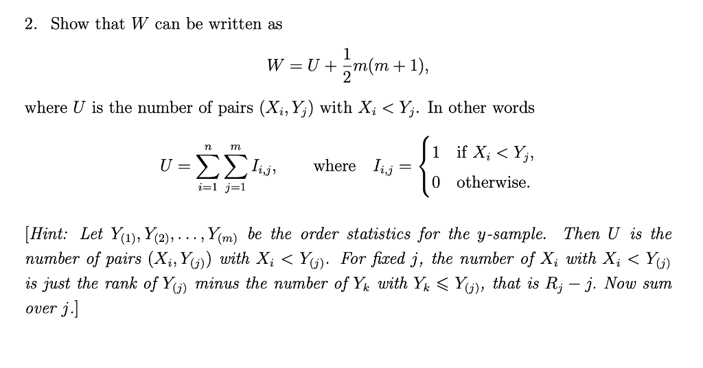 Solved 2 Show That W Can Be Written As Where U Is The Nu Chegg Com