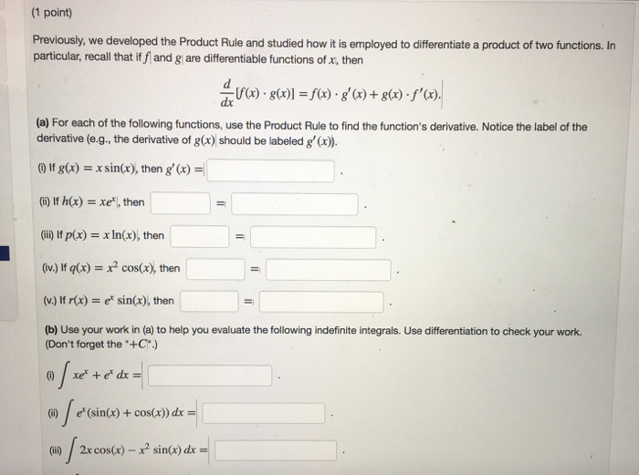 Solved 1 Point Previously We Developed The Product Rul Chegg Com