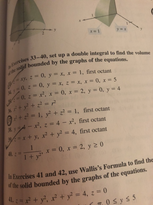 Solved Y X 33 40 Set Up A Double Integral To Find The Chegg Com