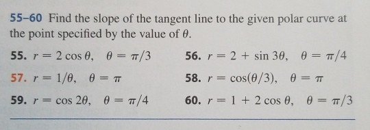 Solved: 55-60 Find The Slope Of The Tangent Line To The Gi ...